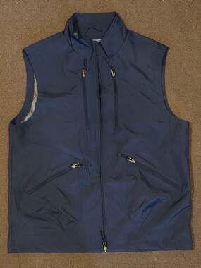 Outdoor Men's Multi-Pocket Mesh Lined Travel Fishing Vest Navy Blue Size L